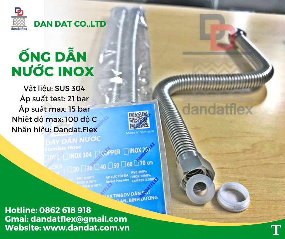 Dây mềm cấp nước nóng, ống dẫn nước mềm inox, ống dẫn nước inox 304