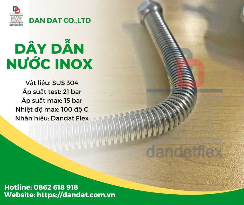 Dây mềm cấp nước nóng, ống dẫn nước mềm inox, ống dẫn nước inox 304