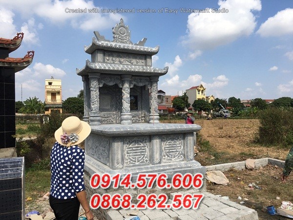 mẫu mộ đá ông bà bồ mẹ ba má bằng đá bán bà rịa vũng tàu hai mái đao