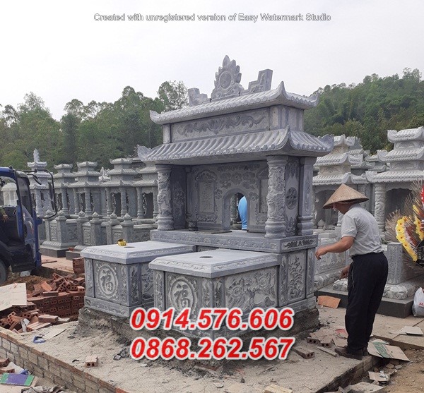 mẫu mộ đá ông bà bồ mẹ ba má bằng đá bán bà rịa vũng tàu hai mái đao
