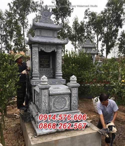 mẫu mộ đá ông bà bồ mẹ ba má bằng đá bán bà rịa vũng tàu hai mái đao