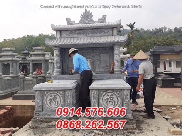 mẫu mộ đá ông bà bồ mẹ ba má bằng đá bán bà rịa vũng tàu hai mái đao