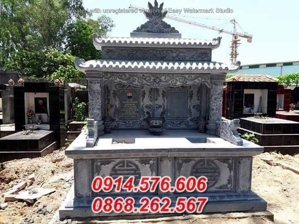 31 mẫu mộ đá đẹp bán hà tĩnh ông bà bố mẹ gia đình hai mái che