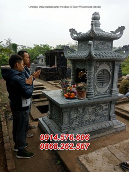 31 mẫu mộ đá đẹp bán hà tĩnh ông bà bố mẹ gia đình hai mái che