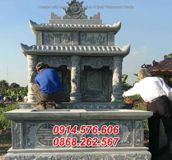 59 mẫu mộ đá ông bà bố mẹ ba má gia đình bán bến tre có hai mái che