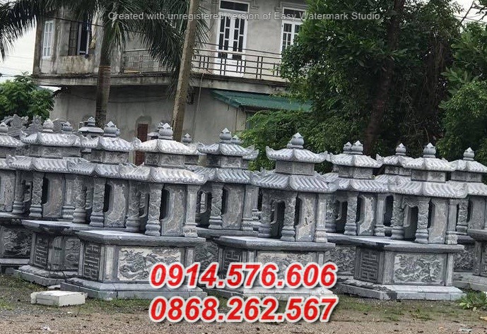 59 mẫu mộ đá ông bà bố mẹ ba má gia đình bán bến tre có hai mái che
