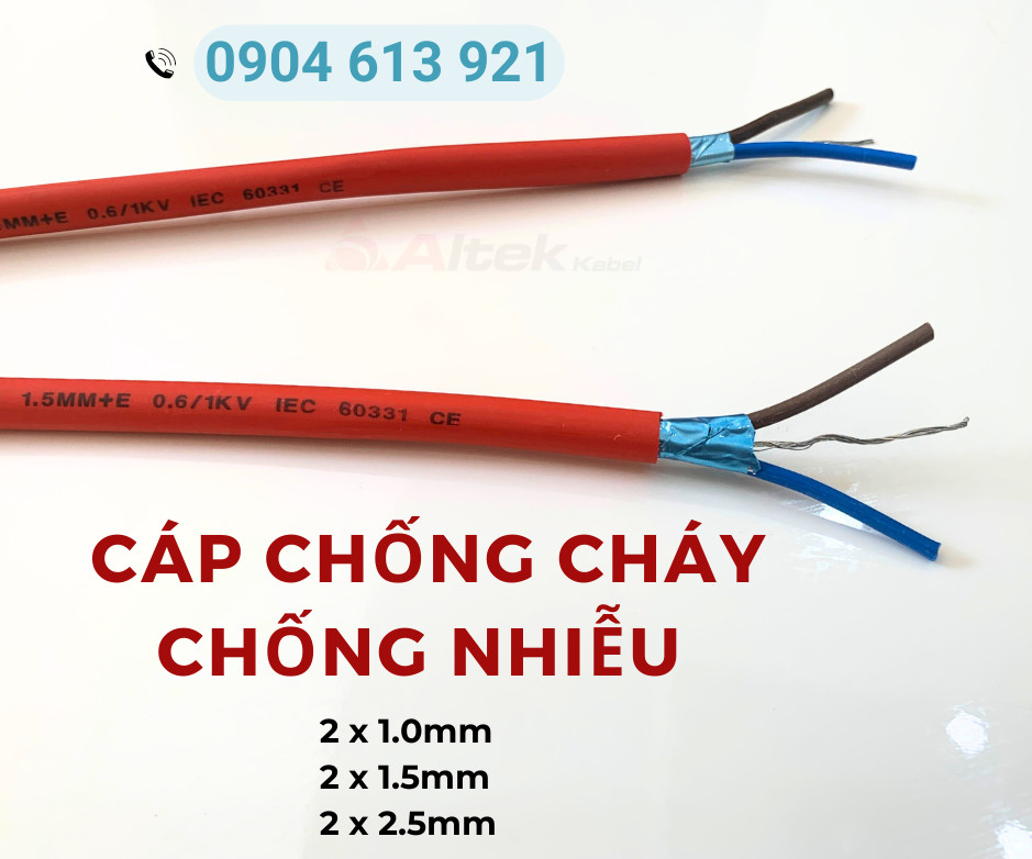 Phân  phối cáp chống cháy chống nhiễu Altek Kabel 2x1.0mm/ 2x1.5mm