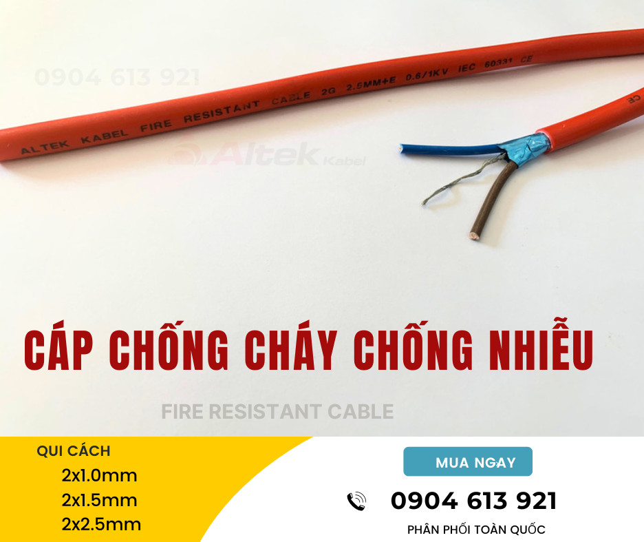 Phân  phối cáp chống cháy chống nhiễu Altek Kabel 2x1.0mm/ 2x1.5mm
