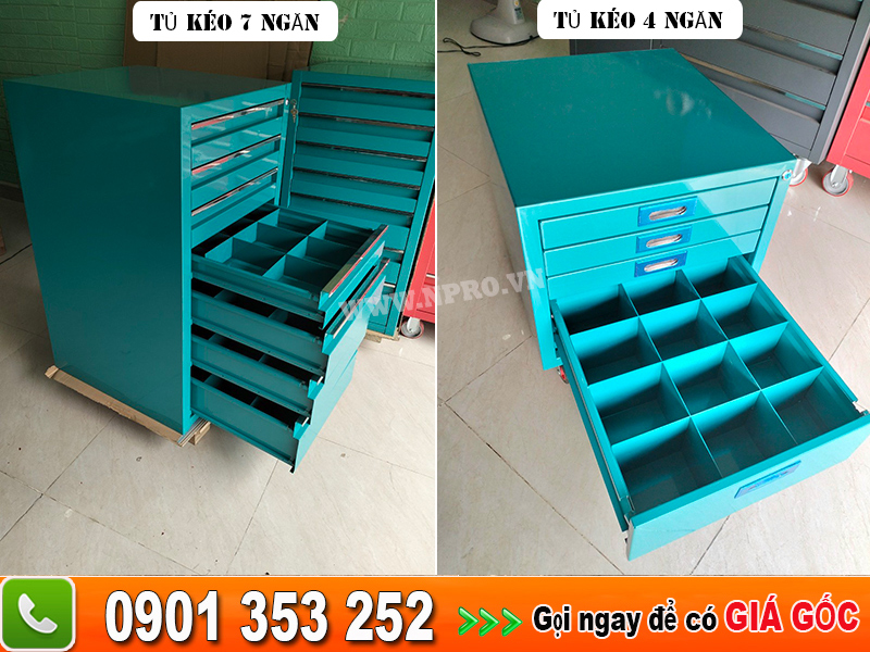 Tủ kéo đựng đồ nghề loại 4 ngăn, 5 ngăn, 6 ngăn, 7 ngăn