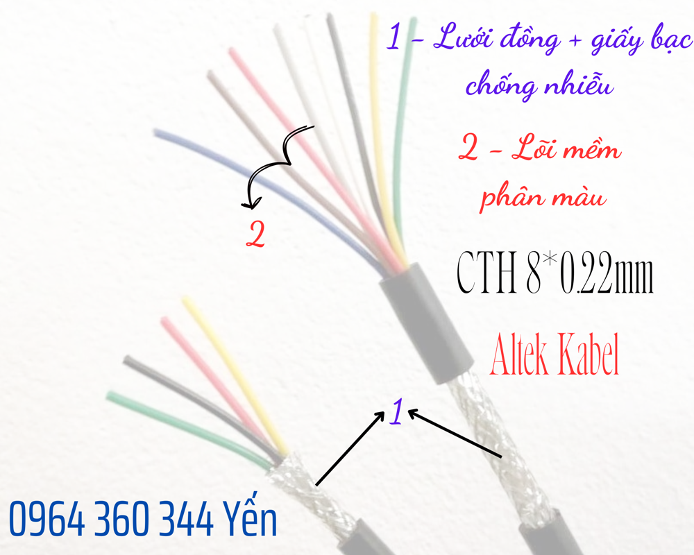 Cáp điện tín hiệu chống nhiễu 24awg Altek Kabel