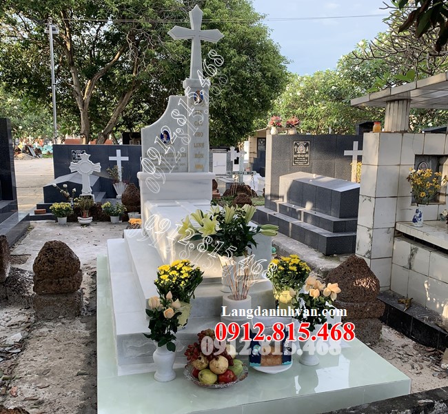 Quảng Nam bán mẫu mộ đá công giáo đẹp 925 - Mộ đạo Quảng Nam đẹp