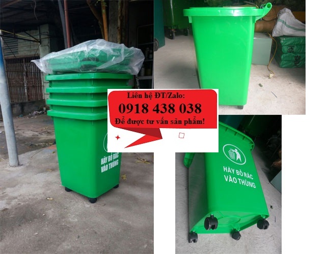 Thùng rác nhựa 60l có bánh xe, có nắp kín giá rẻ