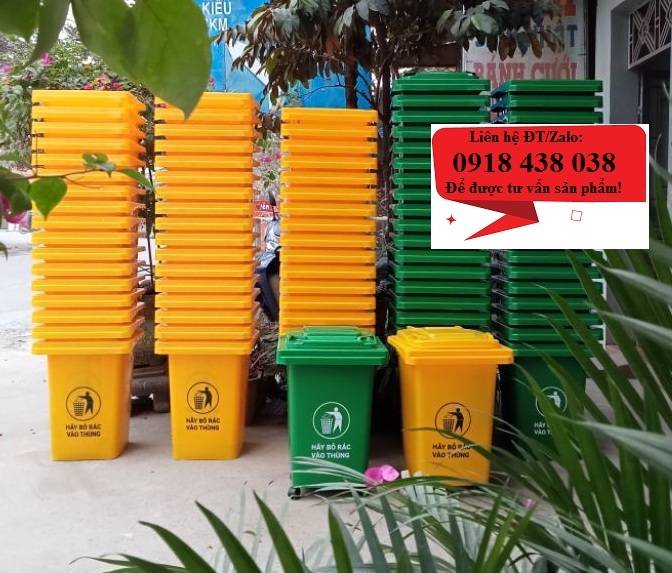 Thùng rác nhựa 60l có bánh xe, có nắp kín giá rẻ