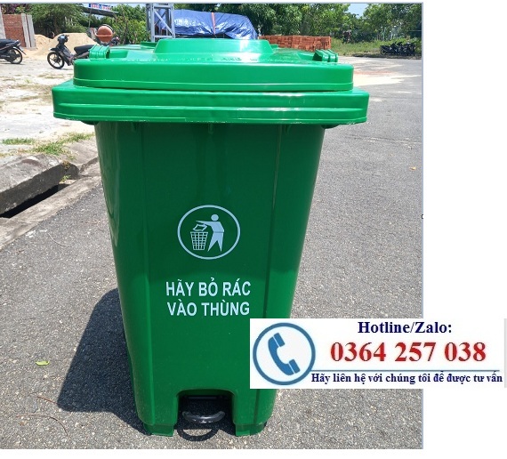 Thùng rác công cộng, thùng rác 120l có bánh xe, có nắp đậy giá rẻ