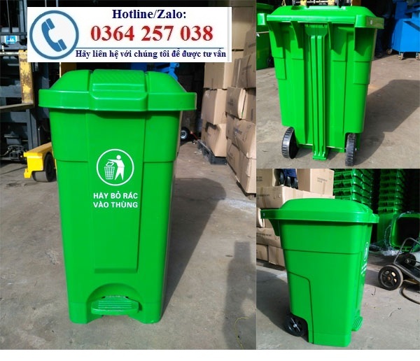Thùng rác công cộng, thùng rác 120l có bánh xe, có nắp đậy giá rẻ