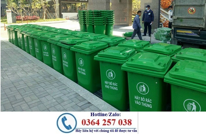 Thùng rác công cộng, thùng rác 120l có bánh xe, có nắp đậy giá rẻ
