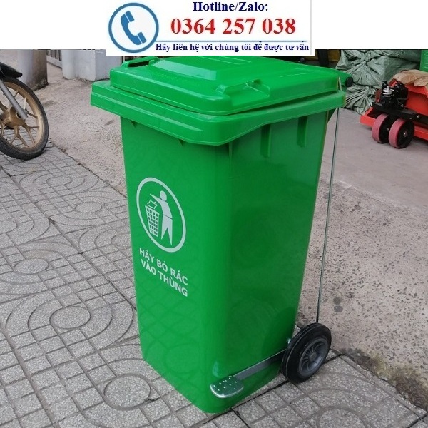 Thùng rác công cộng, thùng rác 120l có bánh xe, có nắp đậy giá rẻ