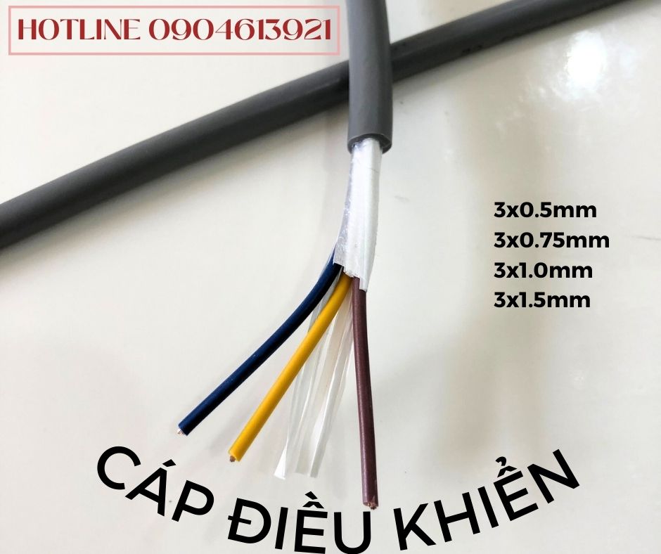 Dây tín hiệu 3 lõi, cáp điều khiển 3cx0.5mm/3c0.75mm/3x1.0mm/3x1.5mm