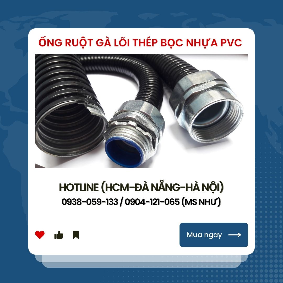 Ống ruột gà lõi thép bọc nhựa PVC / Lõi thép mạ kẽm