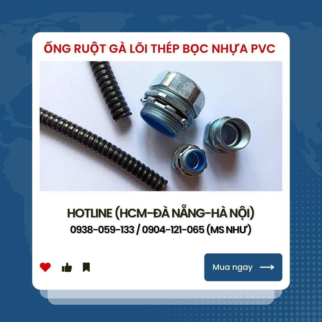 Ống ruột gà lõi thép bọc nhựa PVC / Lõi thép mạ kẽm