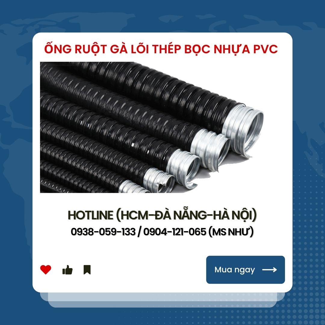 Ống ruột gà lõi thép bọc nhựa PVC / Lõi thép mạ kẽm