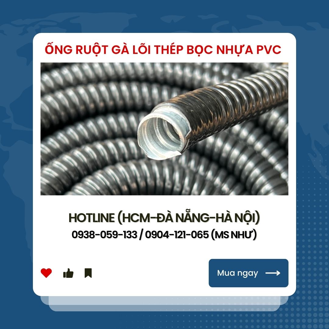 Ống ruột gà lõi thép bọc nhựa PVC / Lõi thép mạ kẽm
