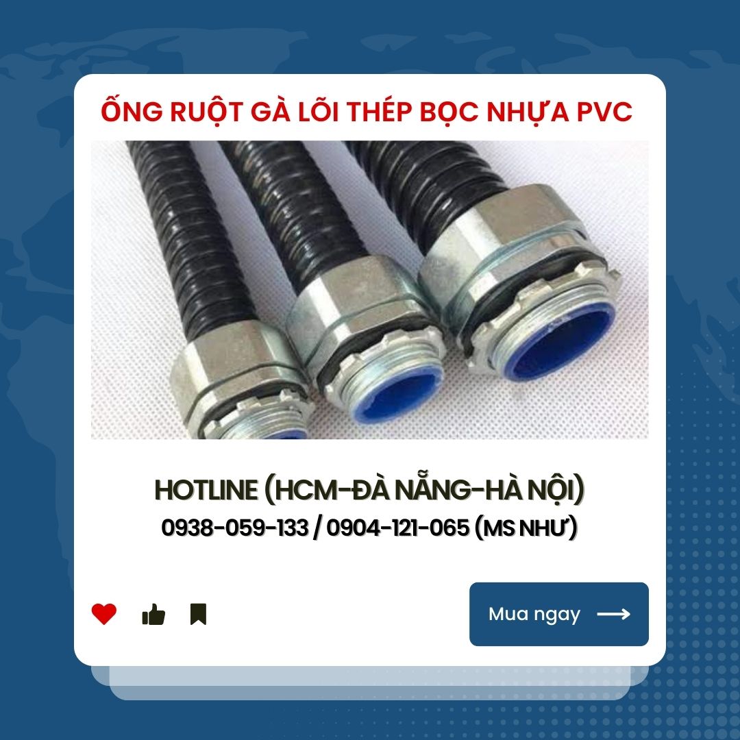 Ống ruột gà lõi thép bọc nhựa PVC / Lõi thép mạ kẽm