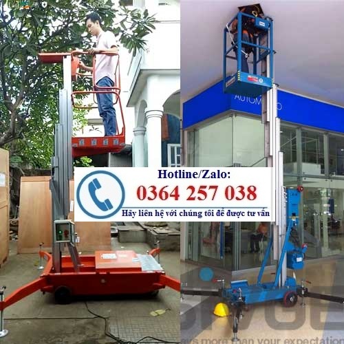 Thang nâng trục rút 125kg, nâng cao 12m hàng có sẵn