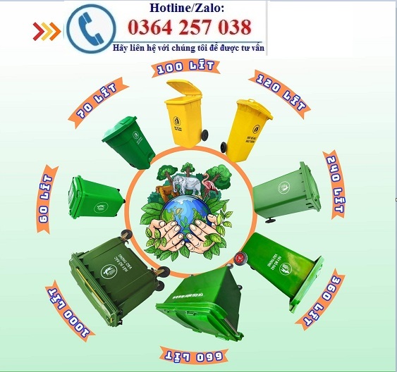 Thùng rác công cộng 120-240lít nhựa HDPE giá rẻ trên toàn quốc