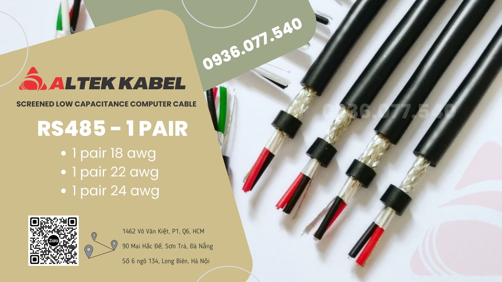 Cáp điều khiển RS485 Altek Kabel - RS485 1P24AWG