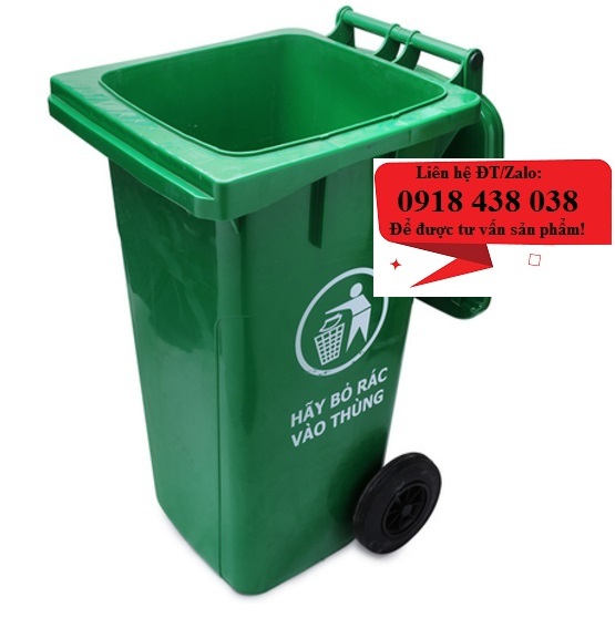 Thùng rác nhựa 120 lít, thùng rác công cộng 120 lít màu xanh
