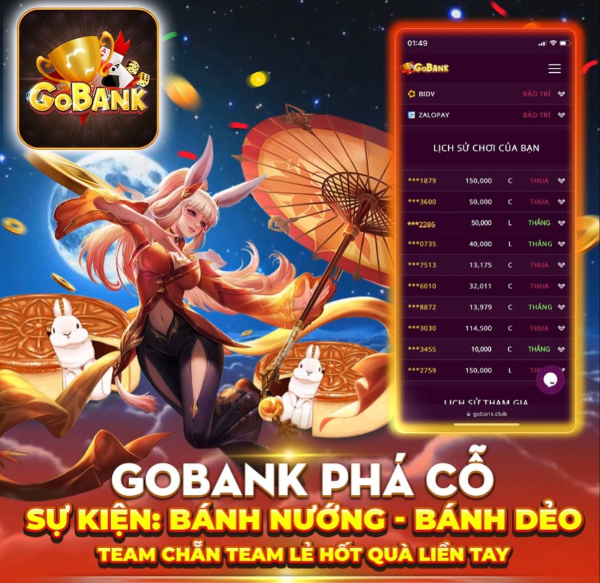 CHẴN LẺ BANK GOBANKCLUB THANH TOÁN CHỈ 3S