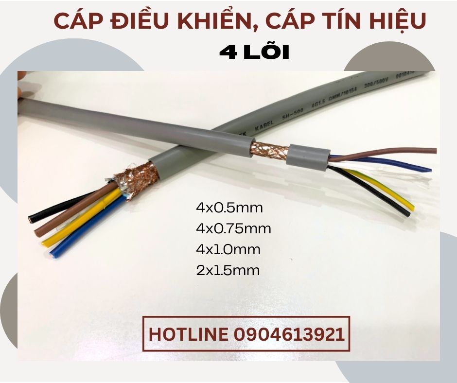 Cáp điều khiển/ dây tín hiệu 4x0.5mm, 4x0.75mm,4x1.0mm,4x1.5mm