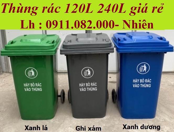 Thùng rác phân loại 3 ngăn giá rẻ- thùng rác 120l ,240l- lh 0911082000
