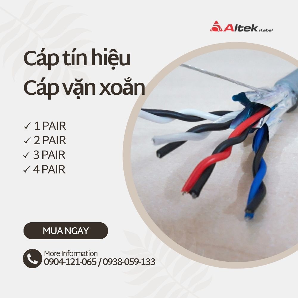 Cáp điều khiển / Cáp tín hiệu vặn xoắn 1PAIR 22AWG AL FOIL