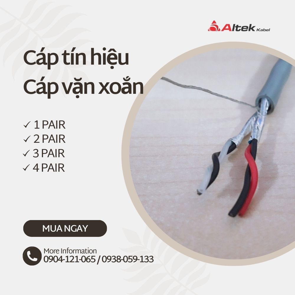 Cáp điều khiển / Cáp tín hiệu vặn xoắn 1PAIR 22AWG AL FOIL