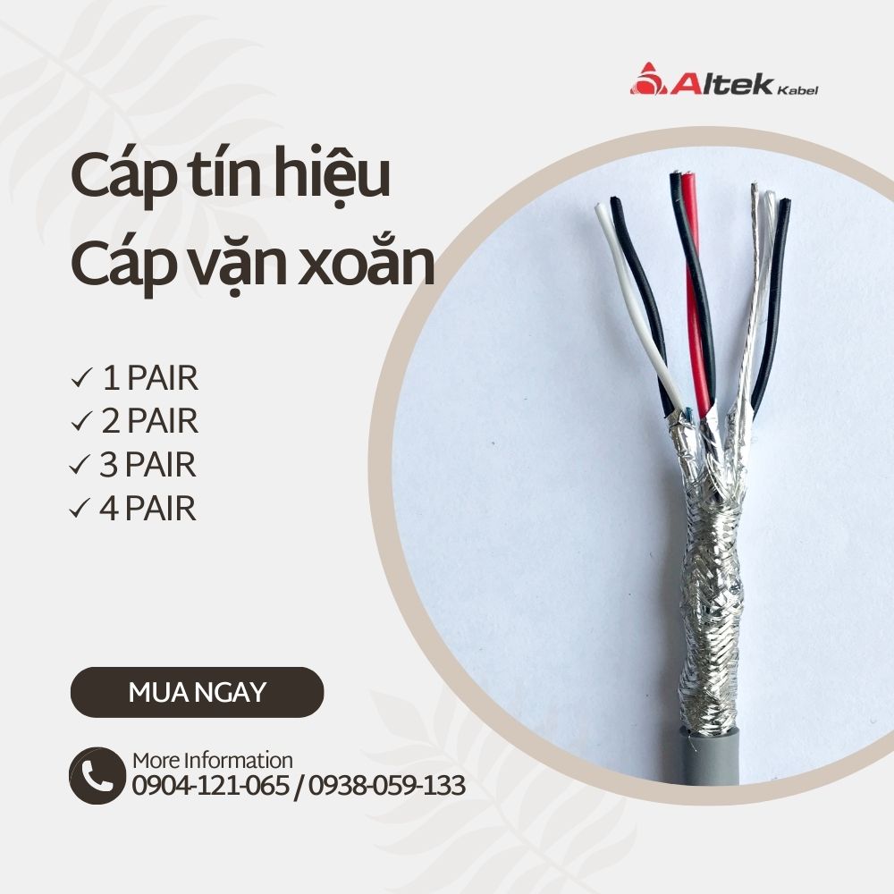 Cáp điều khiển / Cáp tín hiệu vặn xoắn 1PAIR 22AWG AL FOIL