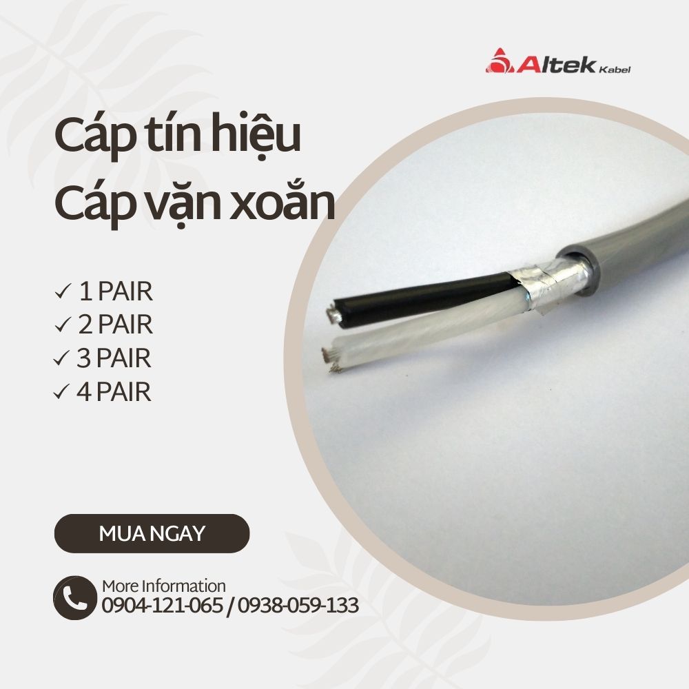 Cáp điều khiển / Cáp tín hiệu vặn xoắn 1PAIR 22AWG AL FOIL