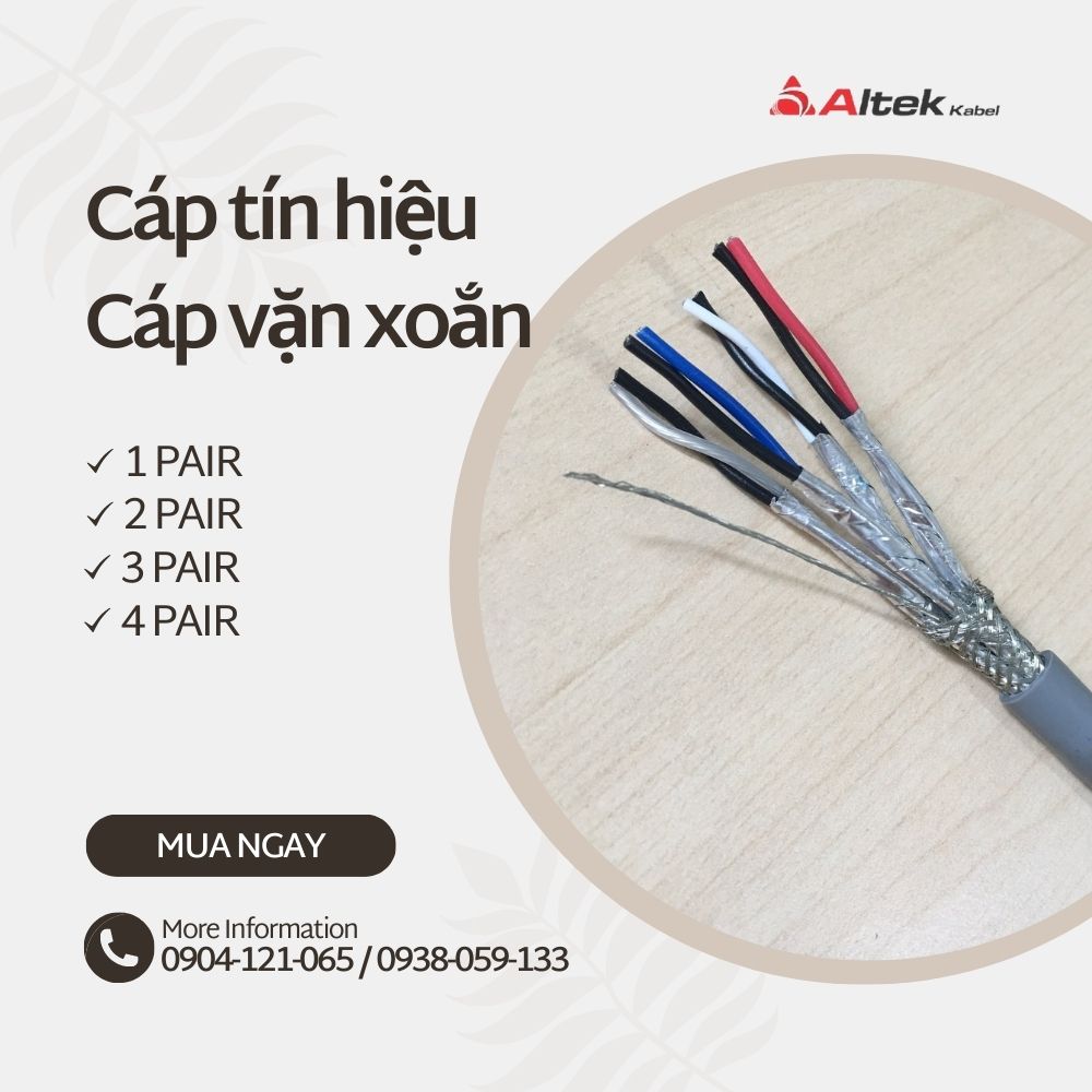 Cáp điều khiển / Cáp tín hiệu vặn xoắn 1PAIR 22AWG AL FOIL