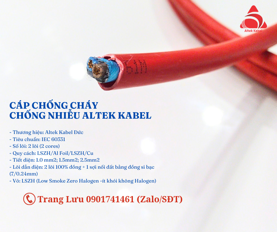 Cáp tín hiệu báo cháy 2 lõi chống cháy chống nhiễu
