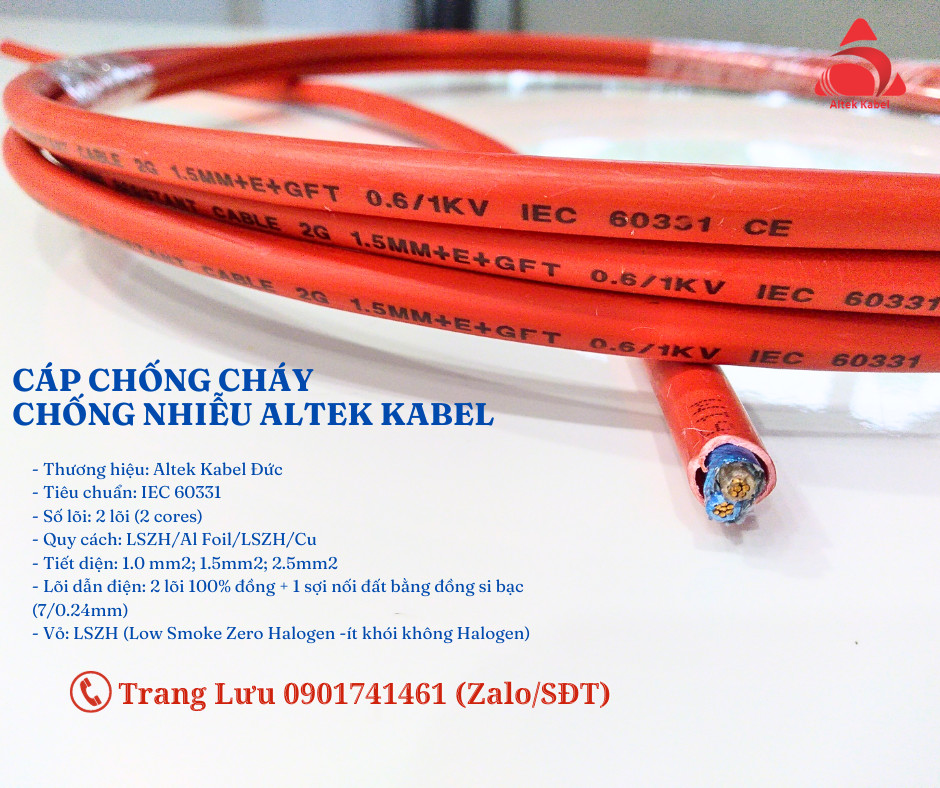 Cáp tín hiệu báo cháy 2 lõi chống cháy chống nhiễu