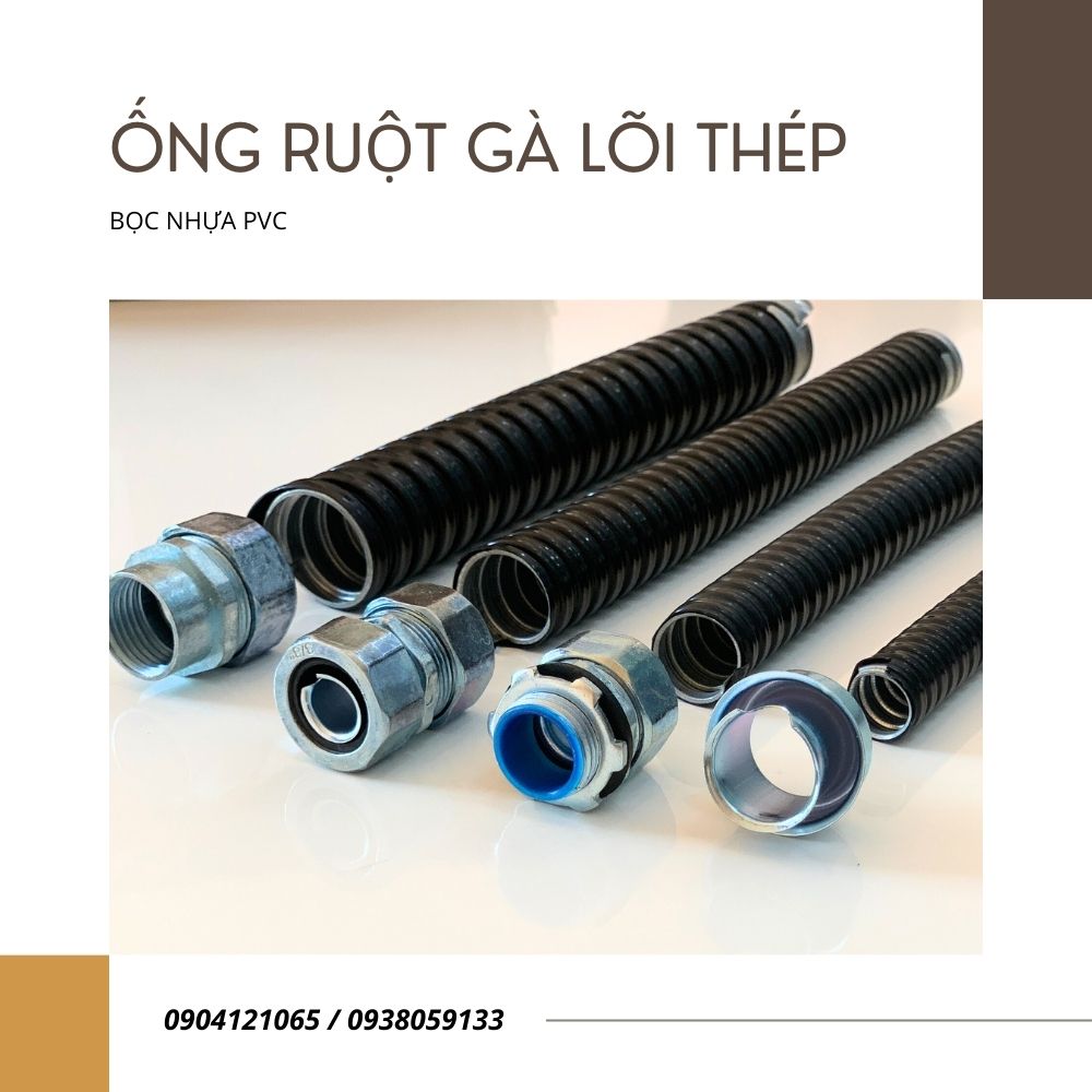 Ống ruột gà lõi thép, ống thép mềm bọc nhựa