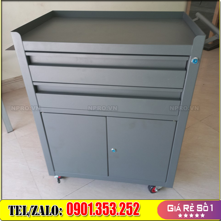 Tủ đựng đồ nghề cơ khí 3 ngăn di động đặt xưởng