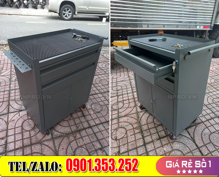 Tủ đựng đồ nghề cơ khí 3 ngăn di động đặt xưởng