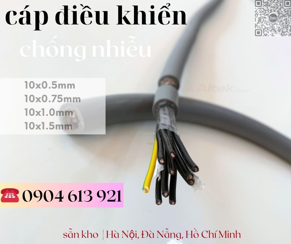 Cáp điện 10 lõi, cáp điều khiển 10x0.5mm/10x0.75mm/10x1.0mm/10x1.5mm
