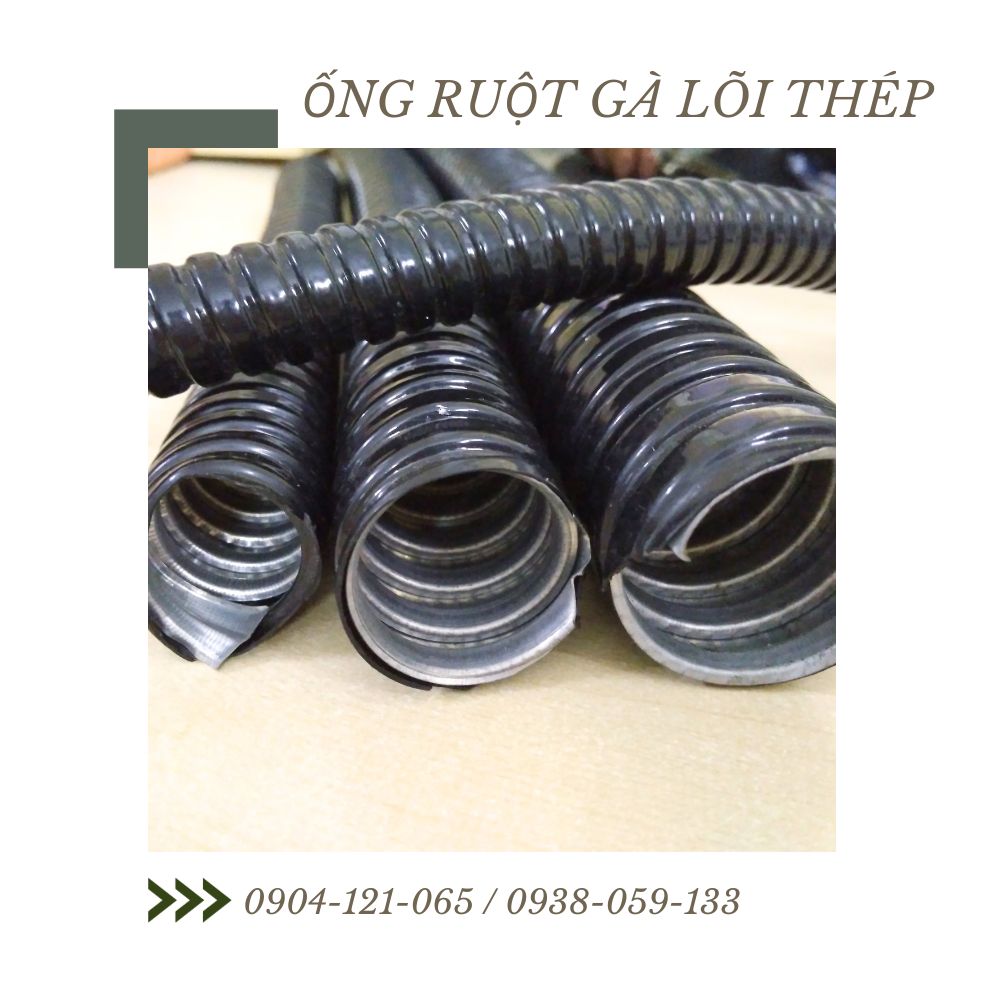 Ống ruột gà lõi thép bọc nhựa PVC, luồn dây điện , thép mạ kẽm