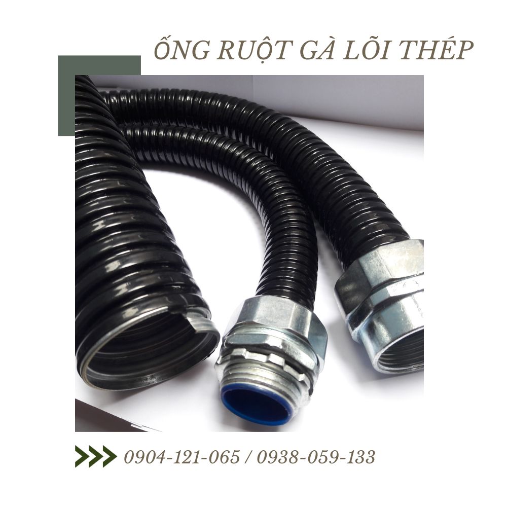 Ống ruột gà lõi thép bọc nhựa PVC, luồn dây điện , thép mạ kẽm