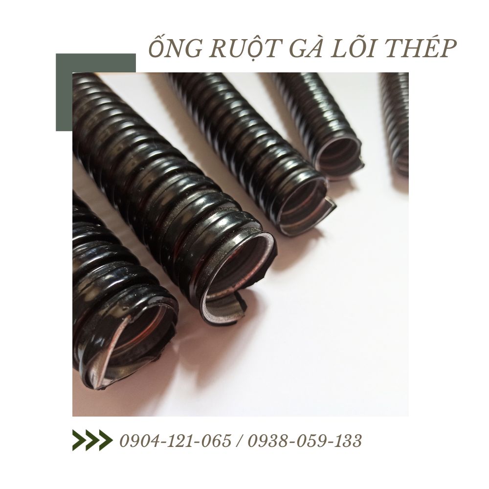 Ống ruột gà lõi thép bọc nhựa PVC, luồn dây điện , thép mạ kẽm