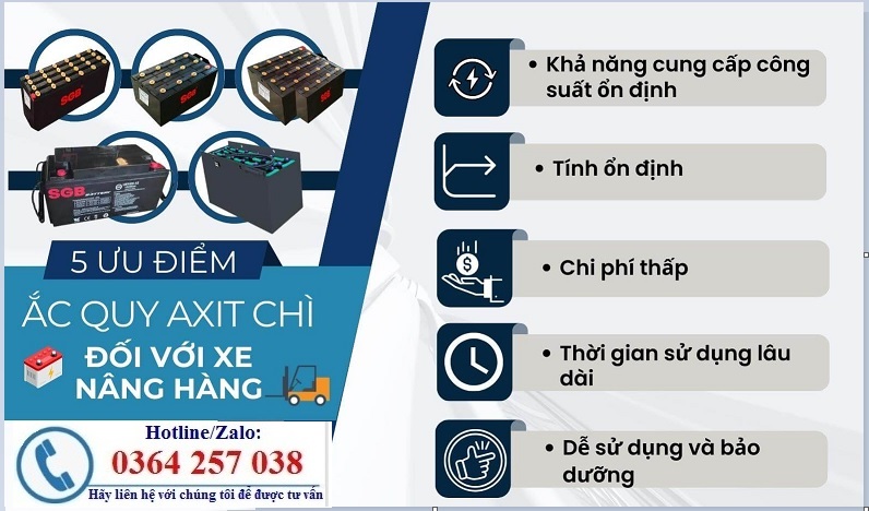 Ắc quy, bình điện xe nâng nhập khẩu giá rẻ, giao hàng trên toàn quốc