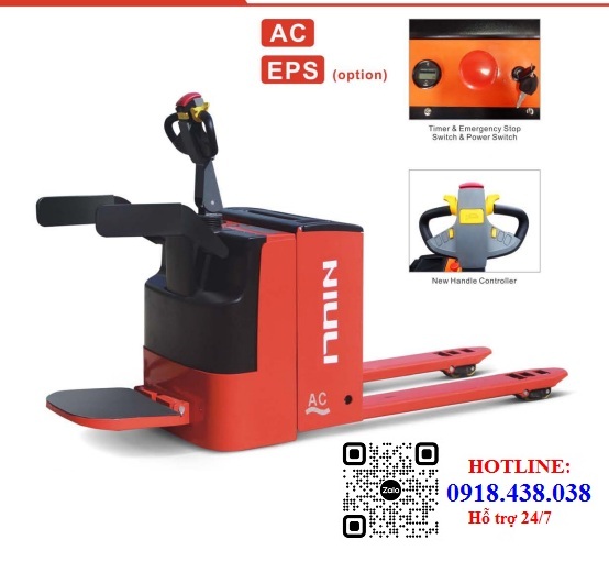 Xe nâng pallet điện, xe nâng điện thấp 1.5-2 tấn chính hãng giá rẻ